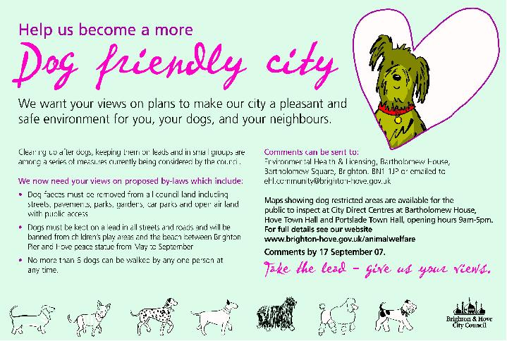 Help Brighton & Hove become a dog friendly city advert